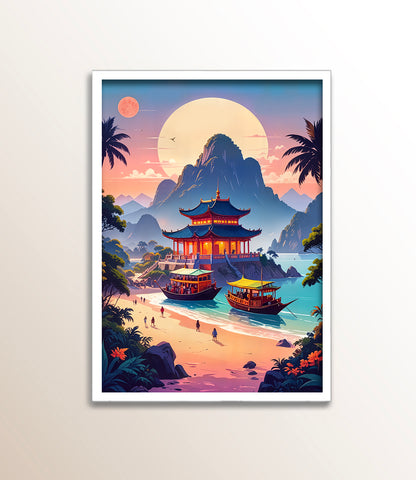 Moonrise Over the Pagoda Bay